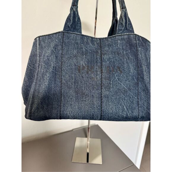 Prada Canada Blue Denim Tote Bag - Picture 2 of 13